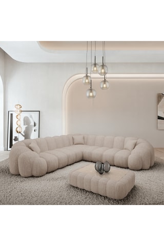 Canapé d'angle Donda - Beige - 6 places - En tissu structuré