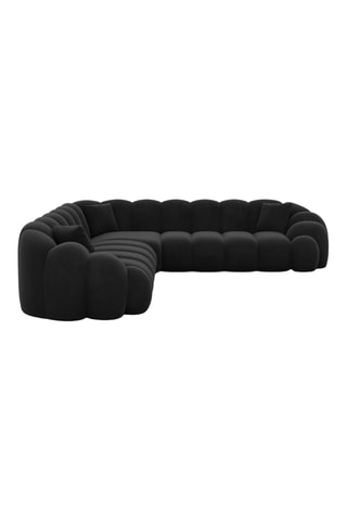 Canapé d'angle Donda - Noir - 6 places - En tissu toucher velours