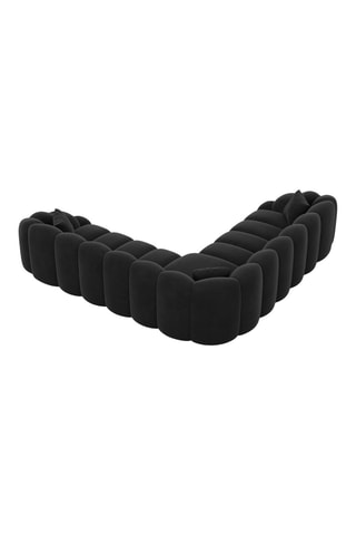 Canapé d'angle Donda - Noir - 6 places - En tissu toucher velours