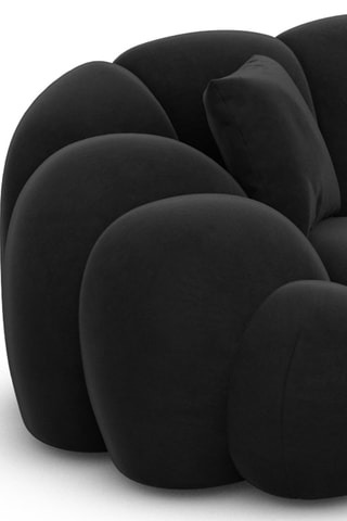 Canapé d'angle Donda - Noir - 6 places - En tissu toucher velours