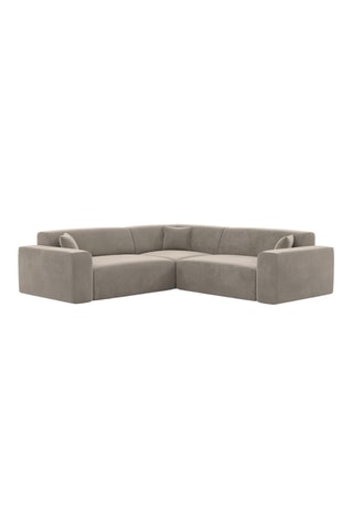 Canapé d'angle Lenova - Beige - 6 places - En tissu toucher velours