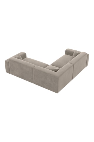 Canapé d'angle Lenova - Beige - 6 places - En tissu toucher velours