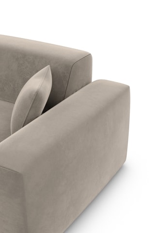 Canapé d'angle Lenova - Beige - 6 places - En tissu toucher velours