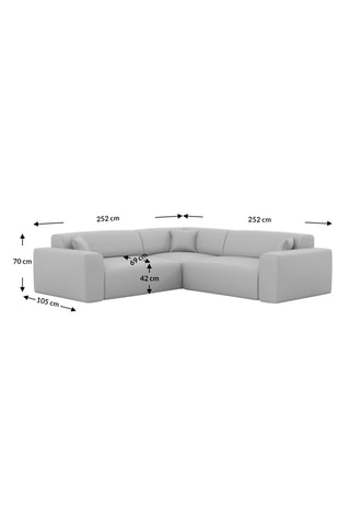 Canapé d'angle Lenova - Beige - 6 places - En tissu toucher velours