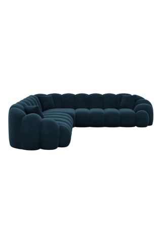 Canapé d'angle Donda - Bleu foncé - 6 places - En tissu toucher velours