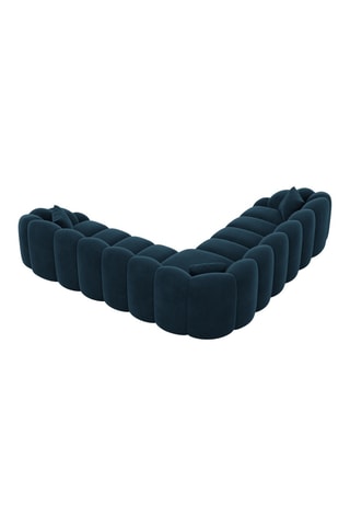 Canapé d'angle Donda - Bleu foncé - 6 places - En tissu toucher velours