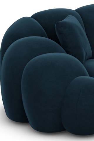 Canapé d'angle Donda - Bleu foncé - 6 places - En tissu toucher velours