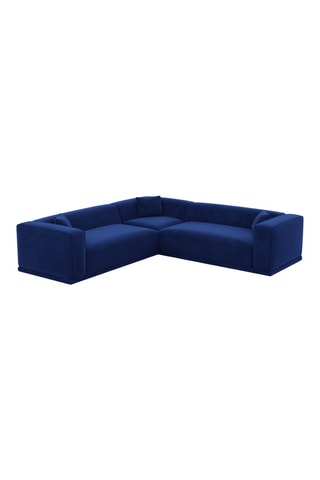 Canapé d'angle Duno - Bleu - 6 places - En tissu toucher velours