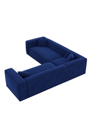 Canapé d'angle Duno - Bleu - 6 places - En tissu toucher velours