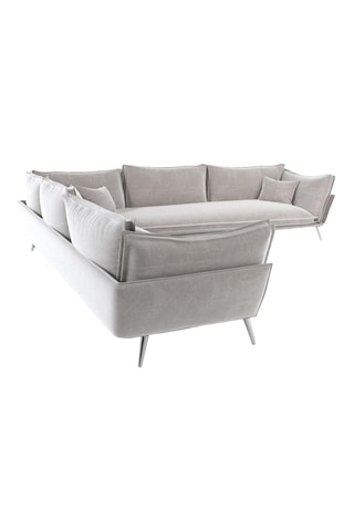 Canapé d'angle Thanos - Beige clair - 6 places - En tissu toucher velours