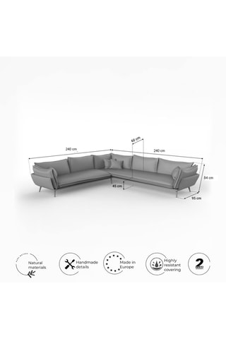 Canapé d'angle Thanos - Beige clair - 6 places - En tissu toucher velours