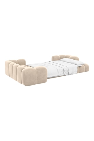Canapé d'angle panoramique gauche convertible Nuvola - Crème - 7 places - En tissu toucher velours