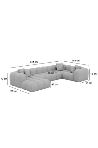 Canapé d'angle panoramique gauche convertible Nuvola - Crème - 7 places - En tissu toucher velours