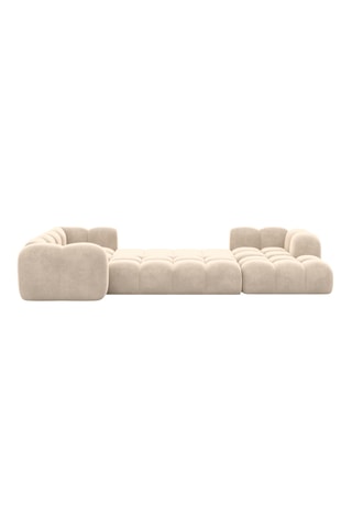 Canapé d'angle panoramique droit convertible Nuvola - Crème - 7 places - En tissu toucher velours