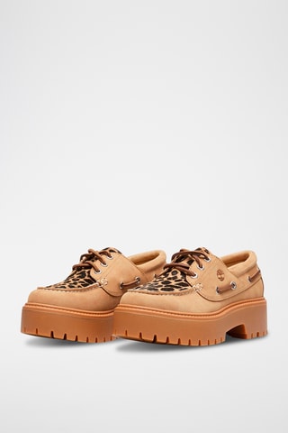 Náuticos de piel con plataforma - Beige