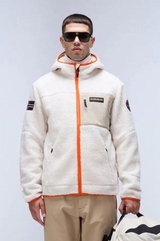 Chaqueta con capucha Yupik - Blanco, negro y rojo