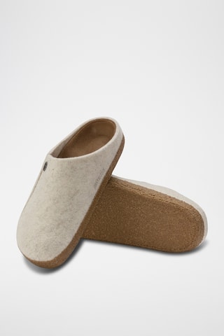 Sabots en nubuck et feutre de laine Zermatt - Etroite - Ecru