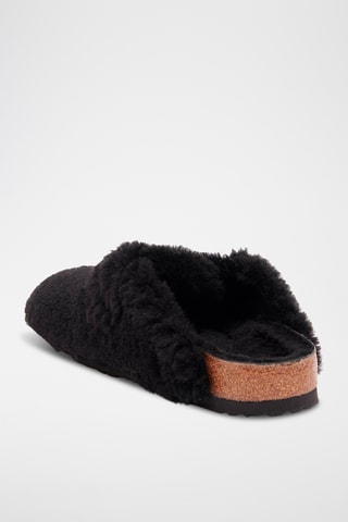 Sabots en cuir et fourrure d'agneau Boston - Normale - Noir