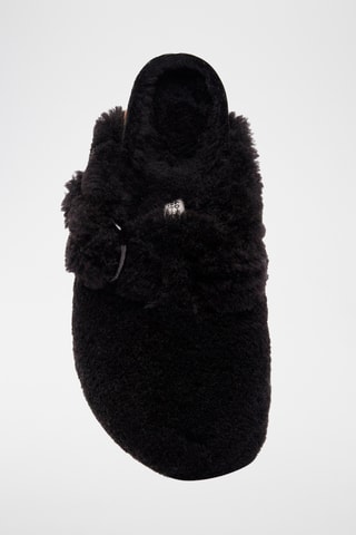 Sabots en cuir et fourrure d'agneau Boston - Normale - Noir