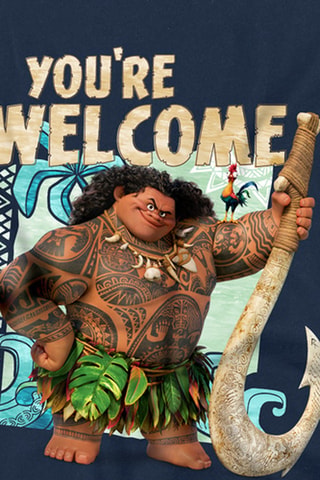 T-shirt Maui et Heihei Vaiana la légende du bout du monde Disney - Bleu marine