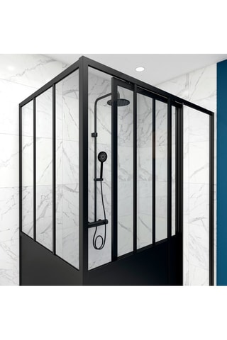 Paroi de douche à porte coulissante Transparent et noir