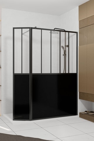 2 parois de douche en verre Glassy - 120 x 200 et 40 x 200 cm