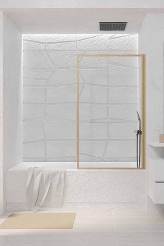 Paroi de douche Japandi - Doré - 200 x 120 cm