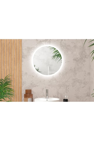 Miroir de salle de bain rond avec éclairage LED - 50 cm