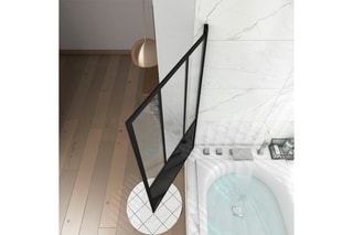 Pare-baignoire pivotant Transparent et noir