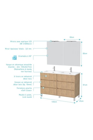 Ensemble de salle de bain avec LED Atos - 4 pièces