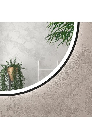 Miroir salle de bain rond avec éclairage LED - Noir - 70 cm