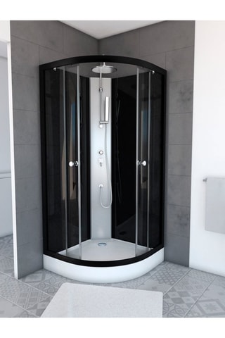 Cabine de douche arrondie - Noir - 85 x 85 x 225 cm