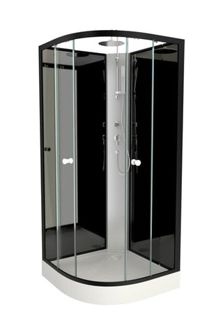Cabine de douche arrondie - Noir - 85 x 85 x 225 cm
