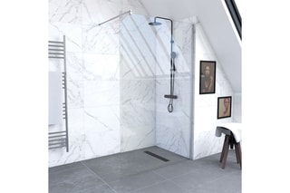 Paroi de douche à l'italienne - Transparent et gris