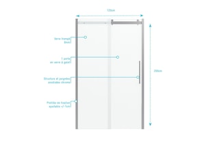 Paroi porte de douche en verre trempé Rolling Chromed - 120 x 200 cm