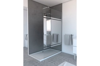 Paroi de douche miroir et barre murale extensible - Chrome