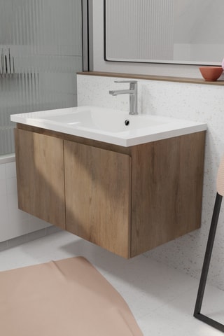 Ensemble meuble lave-main suspendu Elementary - Naturel et blanc