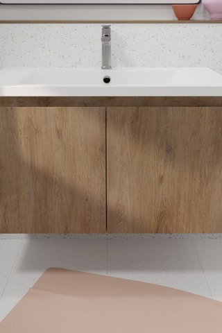 Ensemble meuble lave-main suspendu Elementary - Naturel et blanc