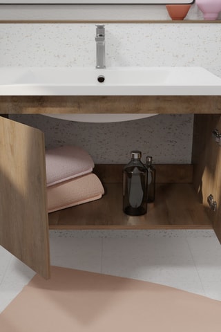Ensemble meuble lave-main suspendu Elementary - Naturel et blanc