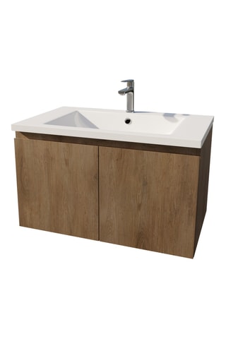 Ensemble meuble lave-main suspendu Elementary - Naturel et blanc