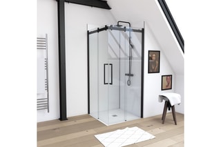 Paroi porte de douche d'angle en verre trempé Rolling 90 x 200 cm