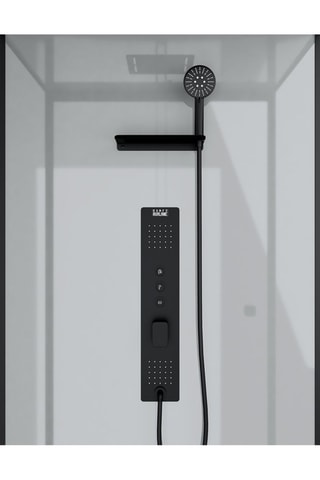 Cabine de douche hydromassante - Noir mat et chromé - 90 x 215 x 90 cm