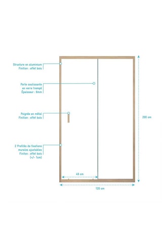Porte de douche coulissante Wood Crush - Doré - 200 x 120 cm