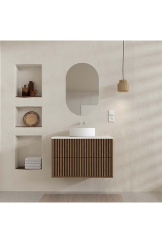 Ensemble de salle de bain avec LED et vasques céramique Yuki - 2 pièces