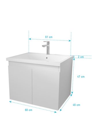 Ensemble meuble lave-main suspendu Elementary - Blanc