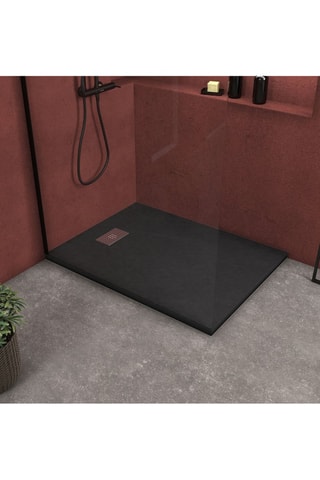 Receveur avec grille perforée - Noir - 90 x 120 cm