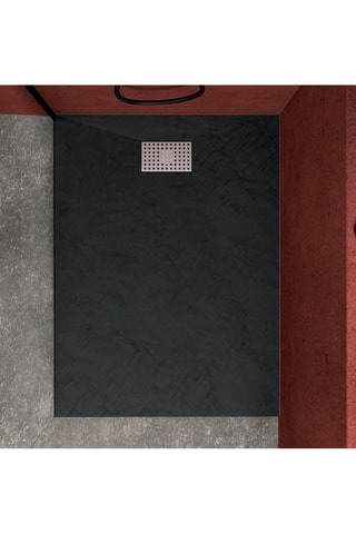 Receveur avec grille perforée - Noir - 90 x 120 cm