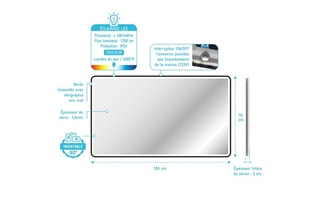 Miroir LED - 100 x 70 cm - Noir
