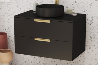 Meuble salle de bain 2 tiroirs Noir et doré