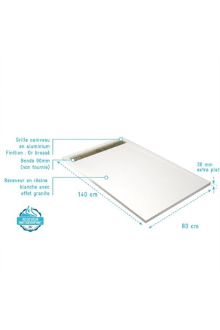Receveur de douche Athena - Blanc - 140 x 80 x 3 cm